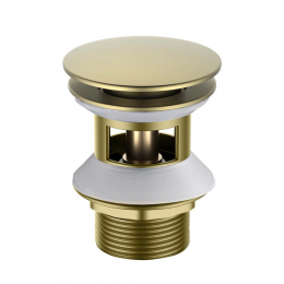 AQ6002BG сливной набор для раковины Push-open с переливом, крышка круглая, шлиф. золото