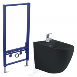 Комплект биде подвесное Aquatek Европа AQ1016-MB черный+инсталляция Aquatek Standart 50 INSB-0000001