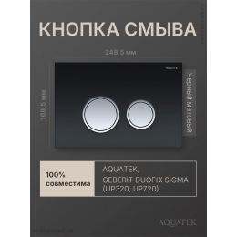 Панель смыва Aquatek KDI-0000029 черный, закаленное стекло (клавиша круглая,ободок хром)