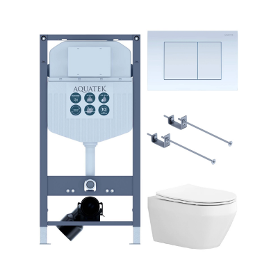 Комплект унитаз с инсталляцией и сиденьем микролифт SET AQUATEK ЛЕЯ KKI-1-009 4в1 безободковый купить с доставкой. 100% Оригинал. Гарантия!