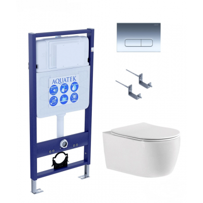 Комплект унитаз с инсталляцией с кнопкой Aquatek Европа SET AQUATEK ЕВРОПА cmp016 безободковый купить с доставкой. 100% Оригинал. Гарантия!