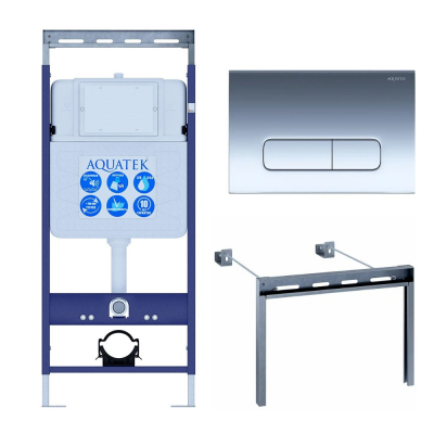 Инсталляция для подвесного унитаза Aquatek Easy Fix 50 INS-0000010, кнопка смыва хром + крепеж купить с доставкой. 100% Оригинал. Гарантия!