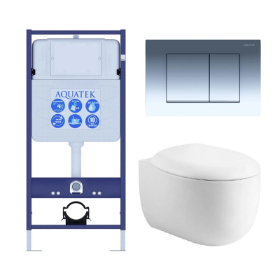 Комплект унитаз с инсталляцией, кнопкой и сиденьем микролифт Aquatek Альтаир SET AQUATEK АЛЬТАИР cm-010 4в1 безободковый купить с доставкой. 100% Оригинал. Гарантия!