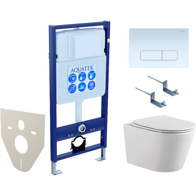 Комплект унитаз с инсталляцией, кнопкой и сиденьем микролифт Aquatek Вега SET AQUATEK ВЕГА-1905-013 безободковый купить с доставкой. 100% Оригинал. Гарантия!