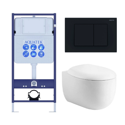 Комплект унитаз с инсталляцией, кнопкой и сиденьем микролифт Aquatek Альтаир SET AQUATEK АЛЬТАИР cm-012 4в1 безободковый купить с доставкой. 100% Оригинал. Гарантия!
