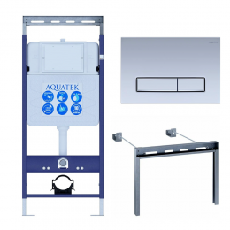 Инсталляция для подвесного унитаза Aquatek Easy Fix 50 INS-0000010+кнопка смыва никель