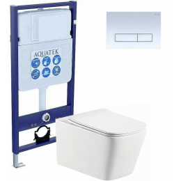 Комплект унитаз с инсталляцией с кнопкой Aquatek Либра SET AQUATEK ЛИБРА N KDI21 безободковый