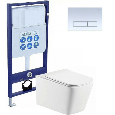 Комплект унитаз с инсталляцией с кнопкой Aquatek Либра SET AQUATEK ЛИБРА N KDI21 безободковый купить с доставкой. 100% Оригинал. Гарантия!