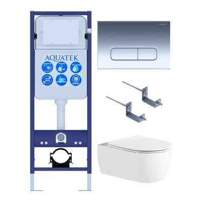 Комплект унитаз с инсталляцией и сиденьем микролифт Set AQUATEK ЕВРОПА New-016 4в1 безободковый купить с доставкой. 100% Оригинал. Гарантия!