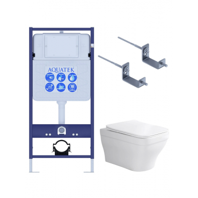Комплект унитаз с инсталляцией и сиденьем микролифт Aquatek Амадео SET AQUATEK АМАДЕО KKI2 безободковый купить с доставкой. 100% Оригинал. Гарантия!
