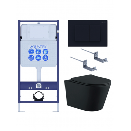 Комплект унитаз с инсталляцией, кнопкой и сиденьем Set AQUATEK ВЕГА MB-012 4в1