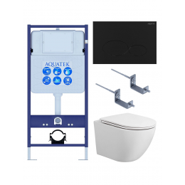 Комплект унитаз с инсталляцией, кнопкой и сиденьем SET AQUATEK ЕВРОПА T KDI74 безободковый