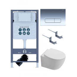 Комплект унитаз с инсталляцией и сиденьем микролифт SET AQUATEK СИРИУС PNS-07 4в1 безободковый
