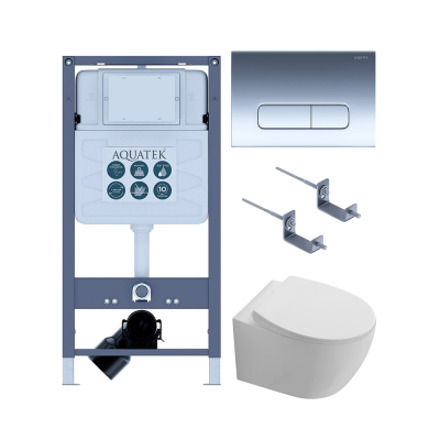 Комплект унитаз с инсталляцией и сиденьем микролифт SET AQUATEK СИРИУС PNS-07 4в1 безободковый купить с доставкой. 100% Оригинал. Гарантия!