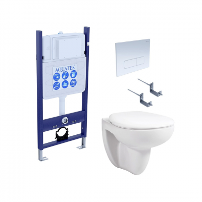 Комплект унитаз с инсталляцией, кнопкой и сиденьем микролифт Aquatek Каир SET AQUATEK КАИР-14-013 купить с доставкой. 100% Оригинал. Гарантия!