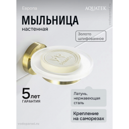 Мыльница Aquatek Европа AQ4103BG шлифованное золото Мыльница Aquatek Европа AQ4103BG шлифованное золото
