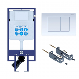 Инсталляция Aquatek INS-0000020 с возможностью угловой установки, кнопка смыва белая + крепеж Инсталляция Aquatek INS-0000020 с возможностью угловой установки, кнопка смыва белая + крепеж