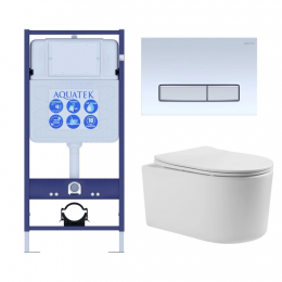 Комплект унитаз с инсталляцией, кнопкой и сиденьем микролифт Aquatek Мия SET AQUATEK МИЯ 4в1 безободковый Комплект унитаз с инсталляцией, кнопкой и сиденьем микролифт Aquatek Мия SET AQUATEK МИЯ 4в1 безободковый