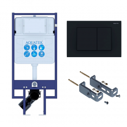 Инсталляция Aquatek INS-0000020 с возможностью угловой установки, кнопка смыва черная + крепеж Инсталляция Aquatek INS-0000020 с возможностью угловой установки, кнопка смыва черная + крепеж