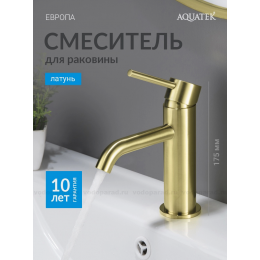 AQ1310BG ЕВРОПА смеситель для раковины 89, без донного клапана, шлиф. золото