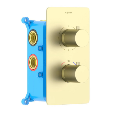 AQ1393BG ЕВРОПА термостатический смеситель для ванны 3 режима (внешняя и скрытая часть), шлиф. золото купить с доставкой. 100% Оригинал. Гарантия!