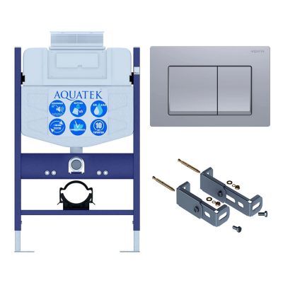 Инсталляция для подвесного унитаза с верхней кнопкой смыва Aquatek INS-0000018, кнопка смыва хром + крепеж купить с доставкой. 100% Оригинал. Гарантия!