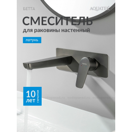 AQ1113BGM БЕТТА смеситель для раковины настенный (внешняя и скрытая часть), оружейная сталь