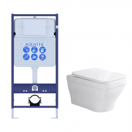 Комплект унитаз с инсталляцией и сиденьем микролифт Aquatek Амадео SET AQUATEK АМАДЕО cm безободковый Комплект унитаз с инсталляцией и сиденьем микролифт Aquatek Амадео SET AQUATEK АМАДЕО cm безободковый