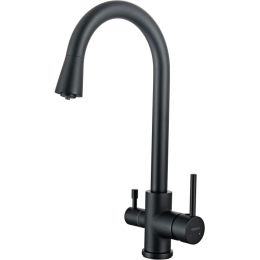 Смеситель для кухни с подключением к фильтру воды AQUATEK (полукруглый излив), матовый черный AQ1085MB