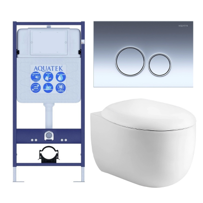 Комплект унитаз с инсталляцией, кнопкой и сиденьем микролифт Aquatek Альтаир SET AQUATEK АЛЬТАИР cm-018 4в1 безободковый купить с доставкой. 100% Оригинал. Гарантия!