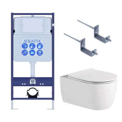 Комплект унитаз с инсталляцией и сиденьем микролифт Set AQUATEK ЕВРОПА New-KKI2 безободковый купить с доставкой. 100% Оригинал. Гарантия!