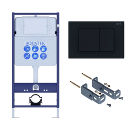 Инсталляция для подвесного унитаза Aquatek Standart 50 INS-0000012, кнопка смыва черная + крепеж
