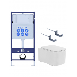 Комплект унитаз с инсталляцией и сиденьем SET AQUATEK КВАДРО T-KKI безободковый Комплект унитаз с инсталляцией и сиденьем SET AQUATEK КВАДРО T-KKI безободковый