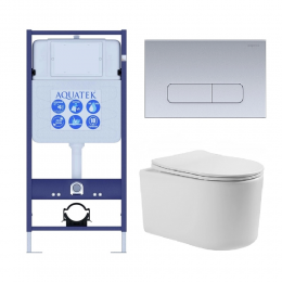 Комплект унитаз с инсталляцией, кнопкой и сиденьем микролифт Aquatek Мия SET AQUATEK МИЯ-014 3в1 безободковый Комплект унитаз с инсталляцией, кнопкой и сиденьем микролифт Aquatek Мия SET AQUATEK МИЯ-014 3в1 безободковый
