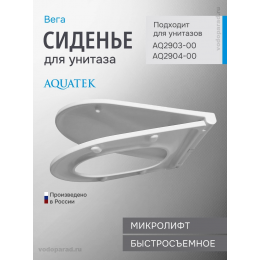 Сиденье для унитаза с крышкой быстросъемное с микролифтом Aquatek Вега AQ0304-00 Сиденье для унитаза с крышкой быстросъемное с микролифтом Aquatek Вега AQ0304-00