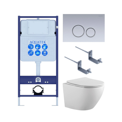 Комплект унитаз с инсталляцией и сиденьем микролифт SET AQUATEK ЕВРОПА-019 4в1 безободковый купить с доставкой. 100% Оригинал. Гарантия!