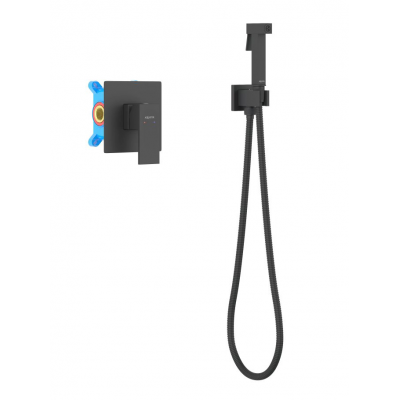 Набор с гигиеническим душем (смеситель + гигиеническая лейка + шланг + шланговое подсоединение с держателем) AQUATEK, матовый черный AQ1619MB ЛИБРА купить с доставкой. 100% Оригинал. Гарантия!