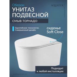 Унитаз подвесной с сиденьем микролифт Aquatek Оберон AQ1365T-00 безободковый Унитаз подвесной с сиденьем микролифт Aquatek Оберон AQ1365T-00 безободковый