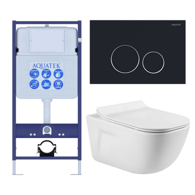 Комплект унитаз с инсталляцией, кнопкой и сиденьем микролифт Aquatek Дива SET AQUATEK ДИВА-020 4в1 безободковый купить с доставкой. 100% Оригинал. Гарантия!