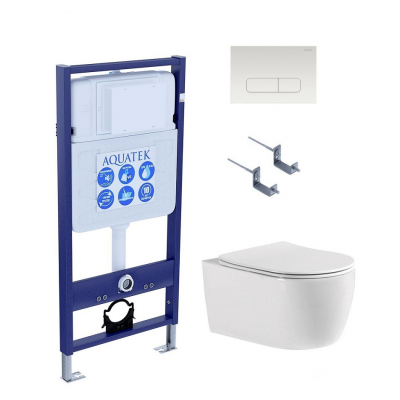 Комплект унитаз с инсталляцией с кнопкой Aquatek Европа SET AQUATEK ЕВРОПА cmp013 безободковый купить с доставкой. 100% Оригинал. Гарантия!