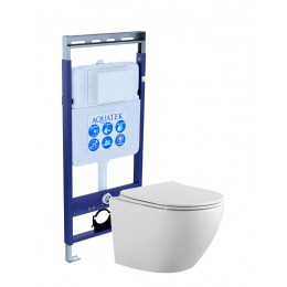 Комплект унитаз с инсталляцией и сиденьем микролифт Aquatek Европа Set AQUATEK ЕВРОПА Easy Fix  безободковый