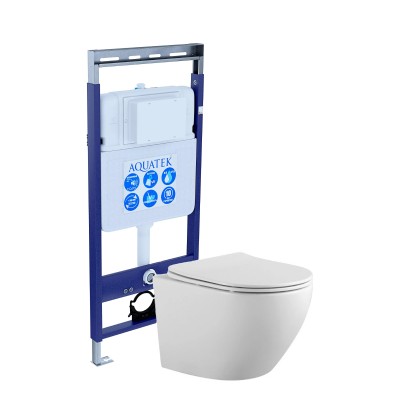 Комплект унитаз с инсталляцией и сиденьем микролифт Aquatek Европа Set AQUATEK ЕВРОПА Easy Fix безободковый купить с доставкой. 100% Оригинал. Гарантия!
