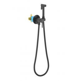Комплект для гигиенического душа встроенный (смеситель + гигиеническая лейка + шланг) AQUATEK, матовый черный AQ1021MB ЕВРОПА