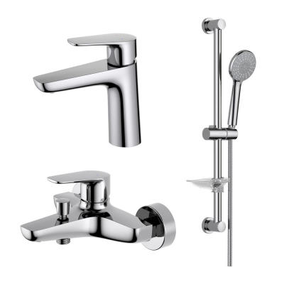 AQ1110CR БЕТТА смеситель для раковины 98, без донного клапана + AQ1140CR БЕТТА смеситель для ванны + AQ2013CR БЕТТА душевой гарнитур 3jet 65 см купить с доставкой. 100% Оригинал. Гарантия!