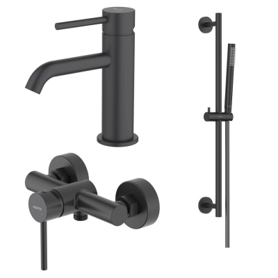 AQ1331MB ЕВРОПА Set 3 в 1: сместель для раковины + смес. для душа + душевой гарнитур 1jet 65 см, матовый черный купить с доставкой. 100% Оригинал. Гарантия!