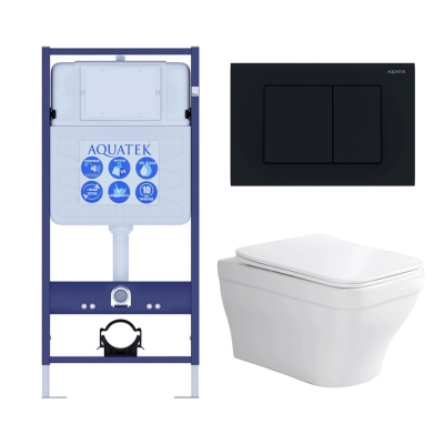 Комплект унитаз с инсталляцией, кнопкой и сиденьем микролифт Aquatek Амадео SET AQUATEK АМАДЕО-012 4в1 безободковый купить с доставкой. 100% Оригинал. Гарантия!