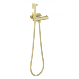AQ1027BG ОБЕРОН комплект для гигиенического душа термостатический встроенный (смеситель + гигиеническая лейка + шланг), шлиф. золото