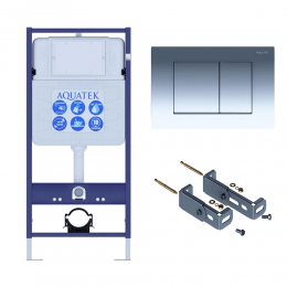 Инсталляция для подвесного унитаза Aquatek Standart 50 INS-0000012, кнопка смыва хром + крепеж Инсталляция для подвесного унитаза Aquatek Standart 50 INS-0000012, кнопка смыва хром + крепеж