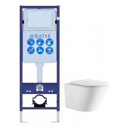 Комплект унитаз с инсталляцией и сиденьем SET AQUATEK ЛИБЕРТИ INS-017 безободковый Комплект унитаз с инсталляцией и сиденьем SET AQUATEK ЛИБЕРТИ INS-017 безободковый