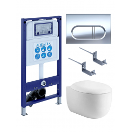 Комплект унитаз с инсталляцией, кнопкой и сиденьем SET AQUATEK АЛЬТАИР cm-043 4в1 безободковый Комплект унитаз с инсталляцией, кнопкой и сиденьем SET AQUATEK АЛЬТАИР cm-043 4в1 безободковый